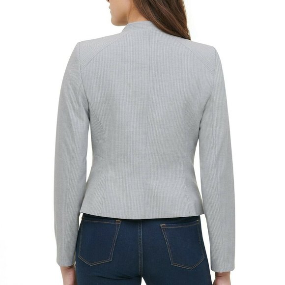 Tommy Hilfiger Women's Zip-Up Moto Jacket, Grey, 6 - Picture 8 of 9